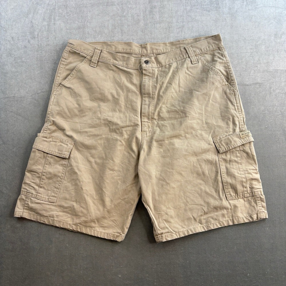 Wrangler Tan Men's Cargo Shorts Relaxed-Fit Distressed Twill Size 40x10